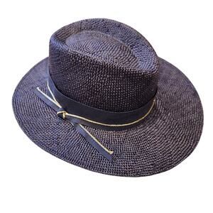 Vintage Career Collection woven straw Navy riding Hat‎